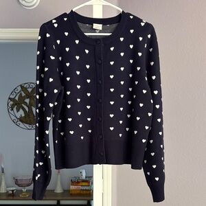 Stylish Navy Cardigan with Heart Design